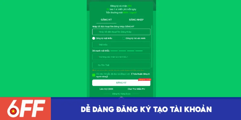 Đăng ký 6FF dễ dàng