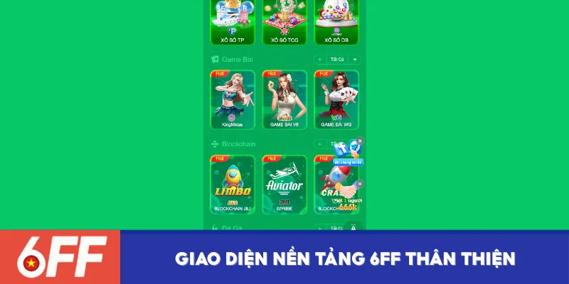 Giao diện tối ưu của trang chủ 6FF