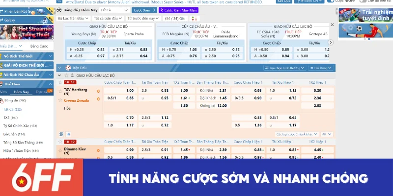 Tính năng cược sớm tại 6FF
